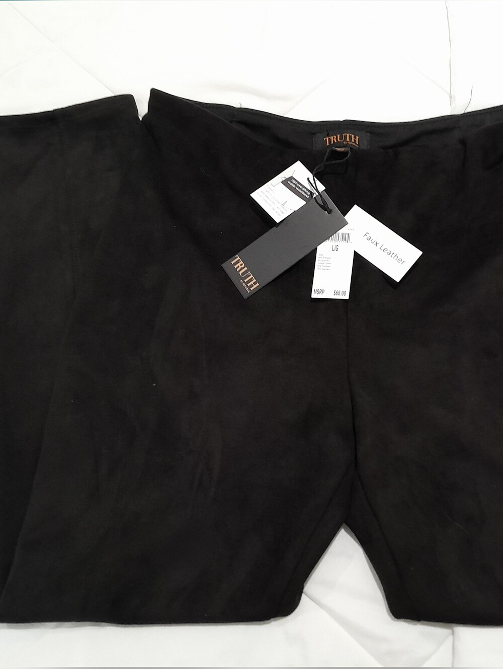 NWT Truth Faux Leather Suede Feel Leggings Black Size Large